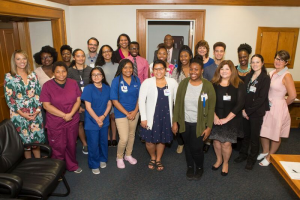 Group shot of summer healthcare interns and Duke staff