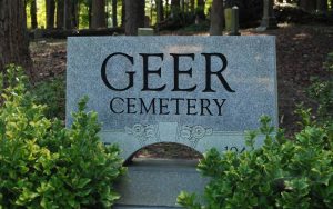 geer cemetary stone sign